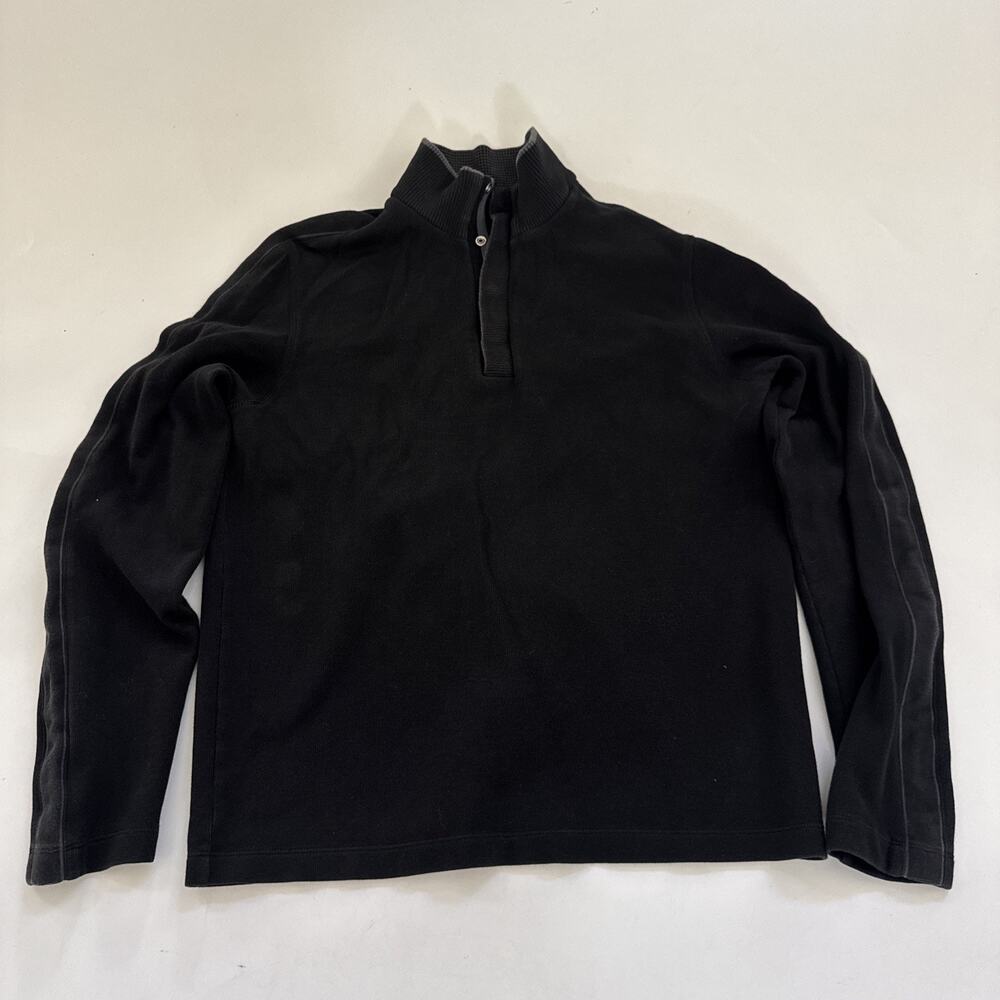 HUGO BOSS Sweater 1/4 Button Up Long Sleeve Pullover Cotton Stretch Shirt Medium